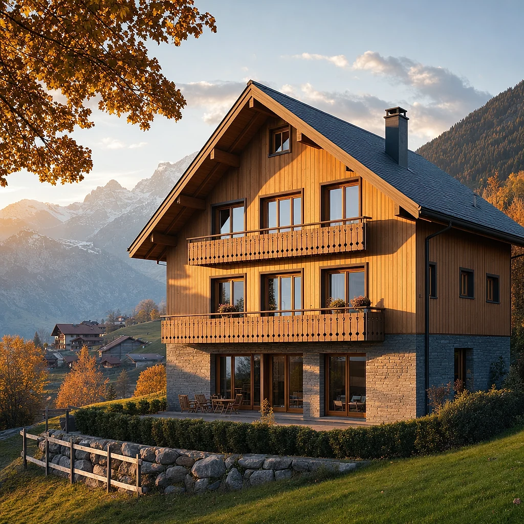 Fertighaus im Alpenstil — Schweizer Charakter, modern interpretiert.