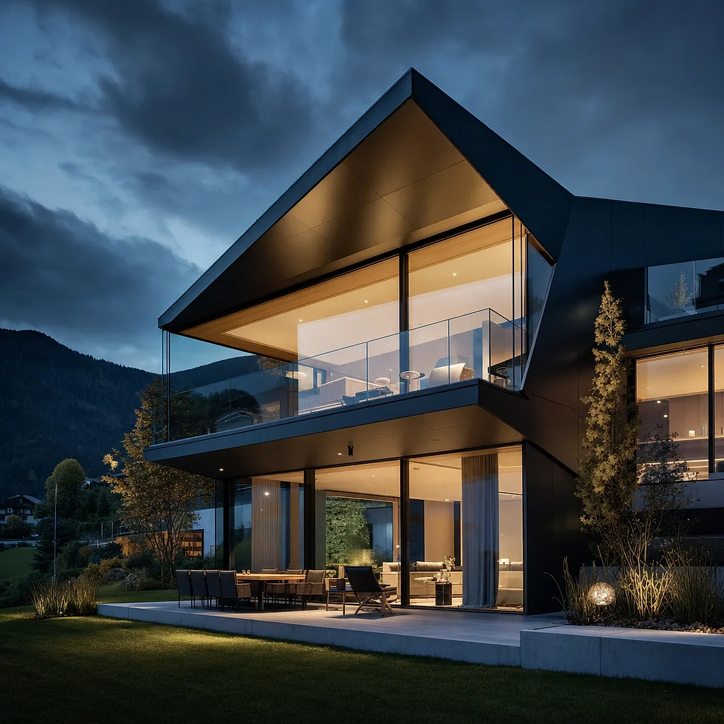 Futuristisches Haus — Ein Statement aus Holz, Schiefer und Glas.